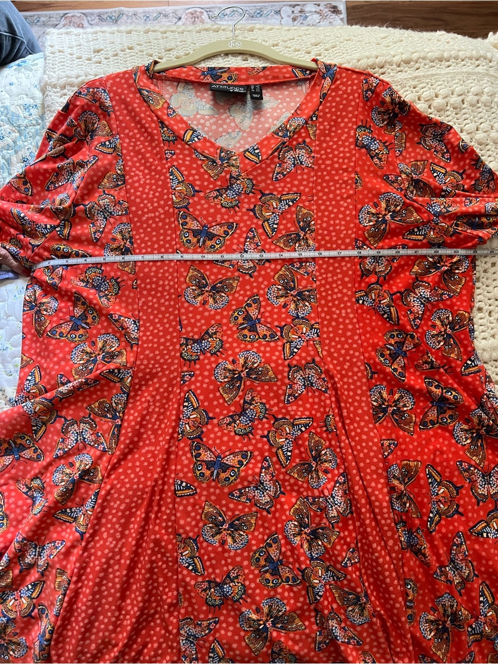 Attitudes by Renee Orange Butterfly Print V-neck Tunic - Picture 10 of 13